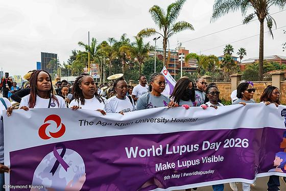 Supporters marching through the streets of Nairobi