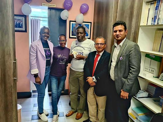 LFA members with clinicians and partners in a rheumatology office decorated with lupus balloons
