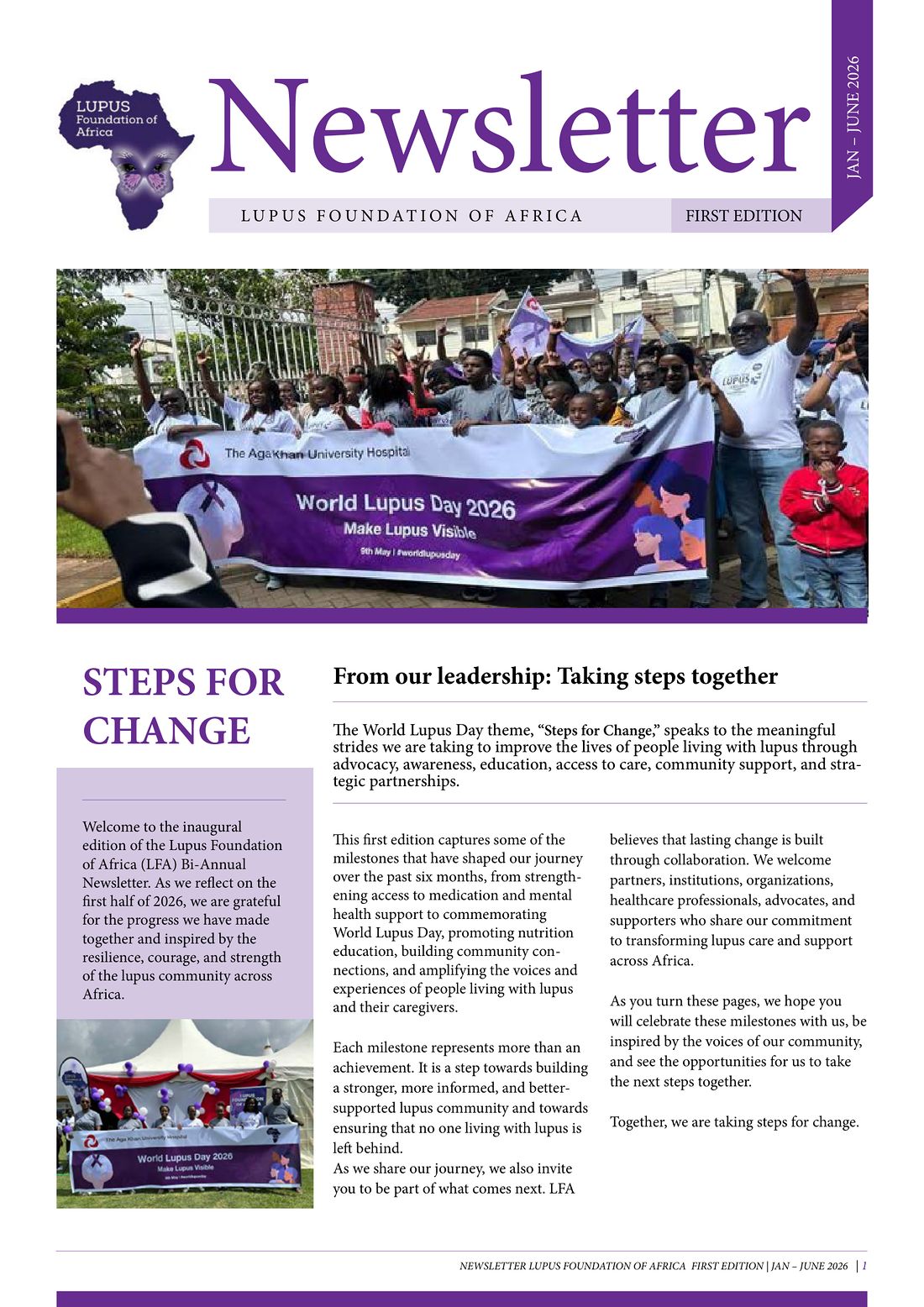 Page 1 of 12: Cover: Steps for Change, and a welcome from our leadership