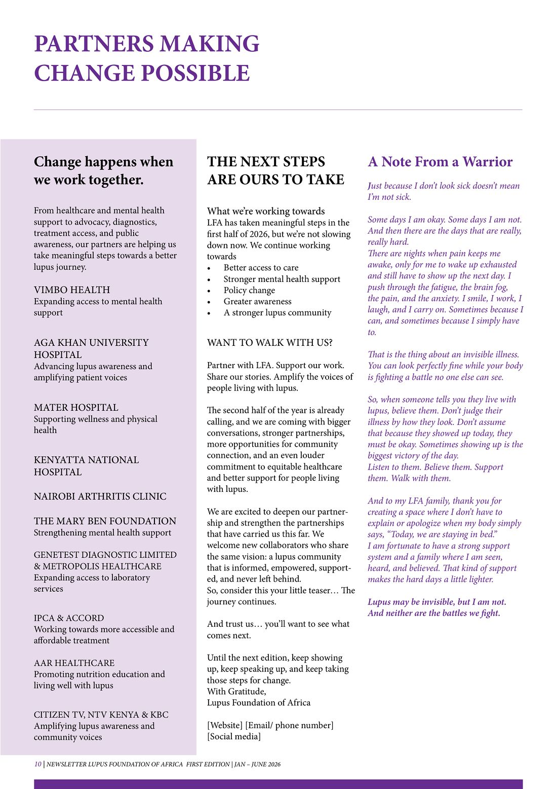 Page 10 of 12: Partners making change possible, and the next steps